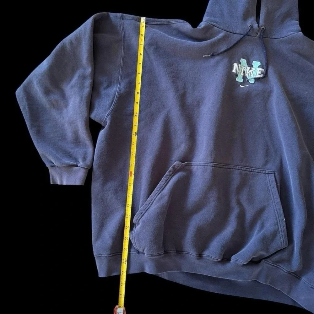 Vintage 90's Nike Center Swoosh‎ Hoodie Mens XXL Blue Rare Distressed